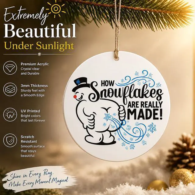 Alt view image 6 of 7 - Christmas Ornaments 2026, Snowman Ornament, Funny Christmas Ornaments | Funny Ornament for Adults, Hilarious Holiday Decoration for Friends, Gag Gift Idea, Unique Winter Humor Decor, How snowflakes