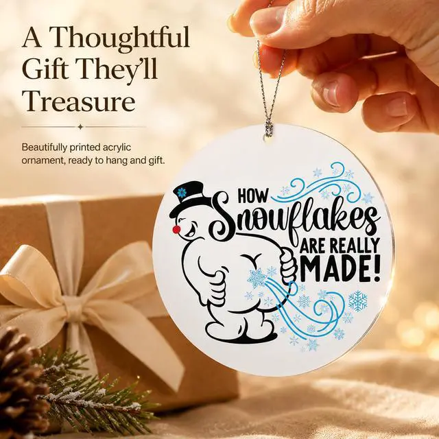 Alt view image 7 of 7 - Christmas Ornaments 2026, Snowman Ornament, Funny Christmas Ornaments | Funny Ornament for Adults, Hilarious Holiday Decoration for Friends, Gag Gift Idea, Unique Winter Humor Decor, How snowflakes