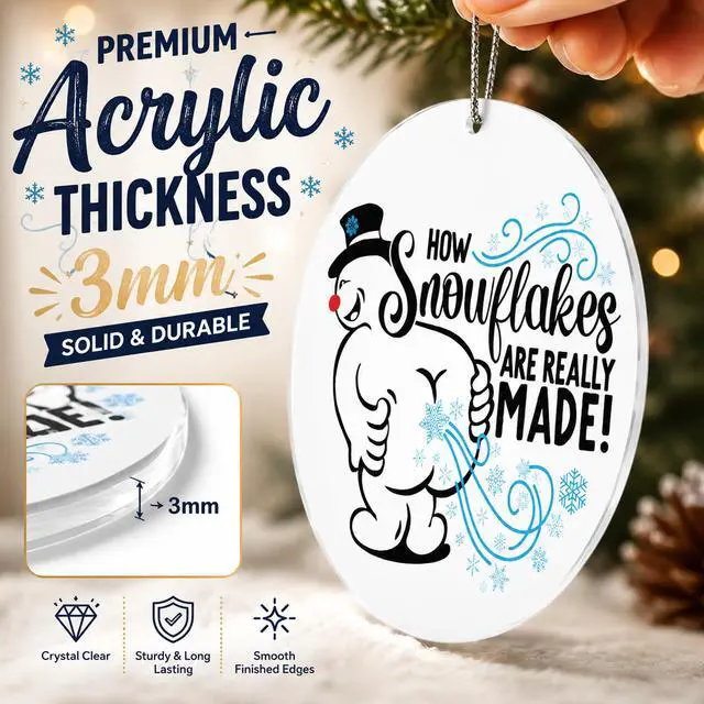 Alt view image 5 of 7 - Christmas Ornaments 2026, Snowman Ornament, Funny Christmas Ornaments | Funny Ornament for Adults, Hilarious Holiday Decoration for Friends, Gag Gift Idea, Unique Winter Humor Decor, How snowflakes
