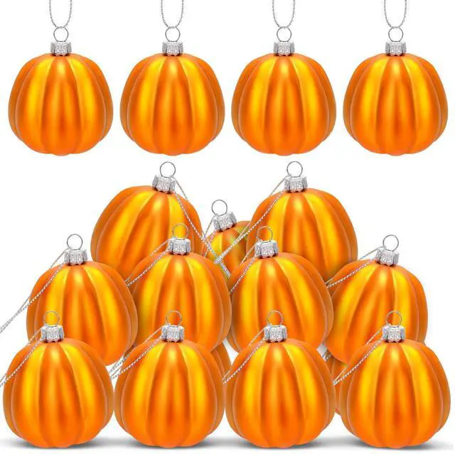 Main image of 12 Pcs Orange Pumpkin Ornaments, Fall Mini Pumpkins Hanging Ball | Pumpkin Small Tree Decorations, Thanksgiving Harvest Home Halloween Party