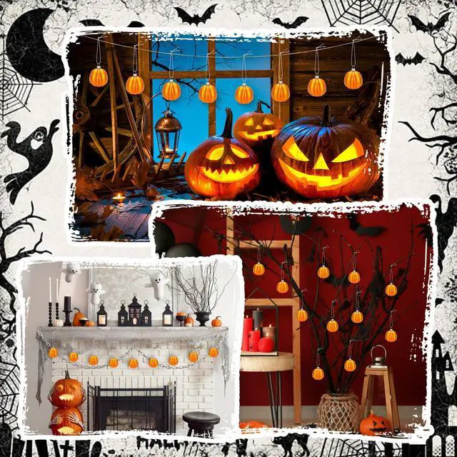 Alt view image 7 of 7 - 12 Pcs Orange Pumpkin Ornaments, Fall Mini Pumpkins Hanging Ball | Pumpkin Small Tree Decorations, Thanksgiving Harvest Home Halloween Party