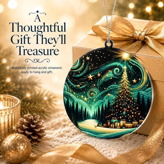 Alt view image 2 of 6 - Christmas Ornaments 2026, Northern Lights Ornament, Starry Night Beautiful Christmas Ornaments, Starry Night Gifts, Xmas Tree Decorations, Gift for Coworker, Friends, Family, Secret Santa Gift