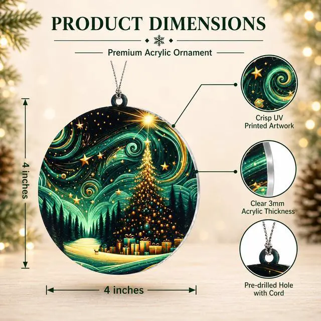 Alt view image 3 of 6 - Christmas Ornaments 2026, Northern Lights Ornament, Starry Night Beautiful Christmas Ornaments, Starry Night Gifts, Xmas Tree Decorations, Gift for Coworker, Friends, Family, Secret Santa Gift