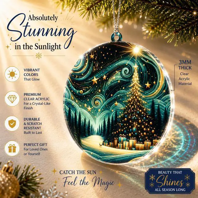 Alt view image 5 of 6 - Christmas Ornaments 2026, Northern Lights Ornament, Starry Night Beautiful Christmas Ornaments, Starry Night Gifts, Xmas Tree Decorations, Gift for Coworker, Friends, Family, Secret Santa Gift