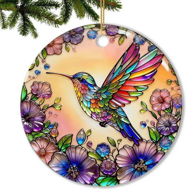 Main image of Hummingbird Christmas Ornament Xmas Decor for Christmas Tree 3D Visual Effect Unique Birthday Thanksgiving Gift for Friends Family Holiday Presents Gift Exchange Ideas