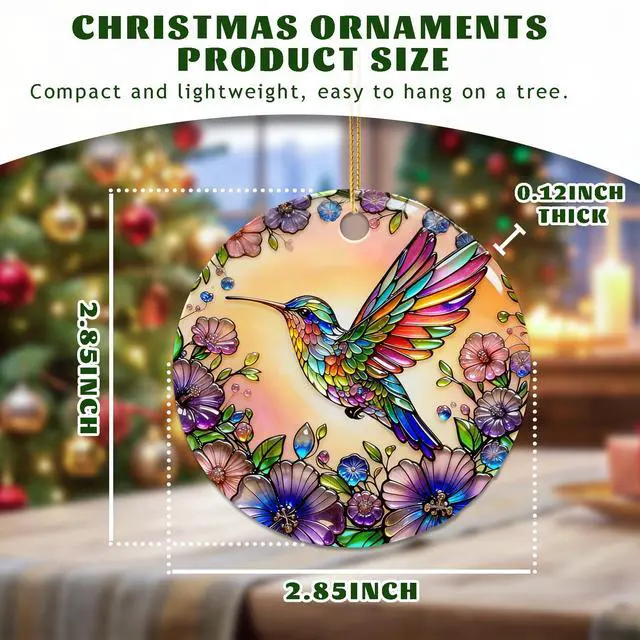 Alt view image 2 of 6 - Hummingbird Christmas Ornament Xmas Decor for Christmas Tree 3D Visual Effect Unique Birthday Thanksgiving Gift for Friends Family Holiday Presents Gift Exchange Ideas