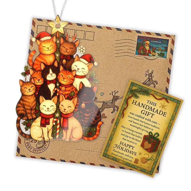 Alt view image 5 of 5 - Christmas Ornaments 2026 - Cat Lover Gifts for Women, Colorful Cat Ornament for Christmas Tree, Cute Cats Ornaments, Black Orange Cat Ornament