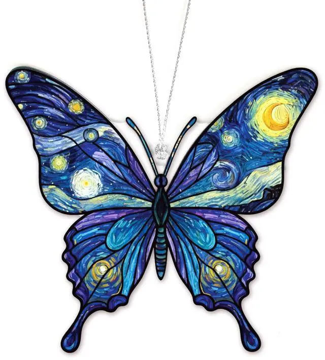 Main image of Butterfly Starry Night Christmas Ornaments 2026, Butterflies Suncatcher Ornament for Window Tree Decor, Christmas Decorations, Butterfly Gifts for Women, Unique Holiday Fantasy Gifts