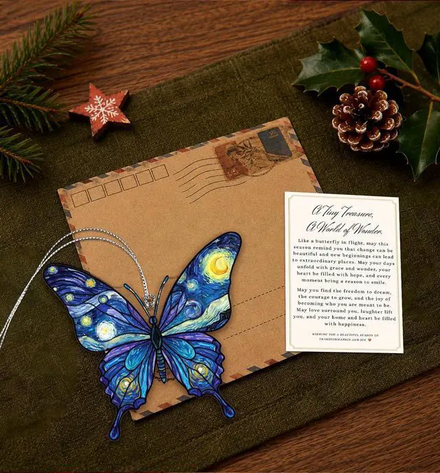 Alt view image 4 of 7 - Butterfly Starry Night Christmas Ornaments 2026, Butterflies Suncatcher Ornament for Window Tree Decor, Christmas Decorations, Butterfly Gifts for Women, Unique Holiday Fantasy Gifts