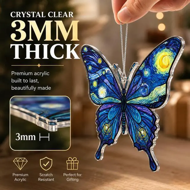 Alt view image 5 of 7 - Butterfly Starry Night Christmas Ornaments 2026, Butterflies Suncatcher Ornament for Window Tree Decor, Christmas Decorations, Butterfly Gifts for Women, Unique Holiday Fantasy Gifts
