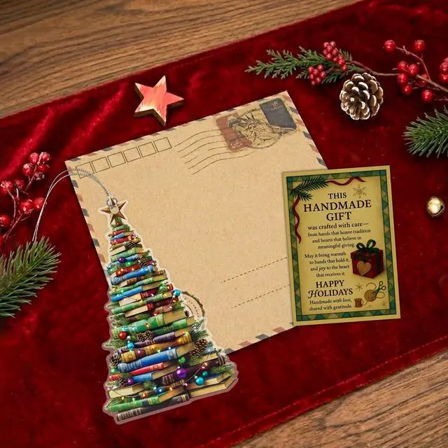 Alt view image 3 of 7 - Book Ornament, Book Ornaments for Christmas Tree, Christmas Ornaments 2026, Unique Book Lover Gift, Reading Decor for Tree, Literary Holiday Decoration, Gift for Readers, Teachers, Librarians