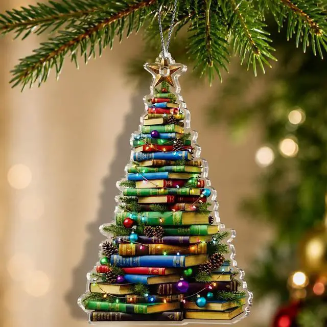 Alt view image 7 of 7 - Book Ornament, Book Ornaments for Christmas Tree, Christmas Ornaments 2026, Unique Book Lover Gift, Reading Decor for Tree, Literary Holiday Decoration, Gift for Readers, Teachers, Librarians