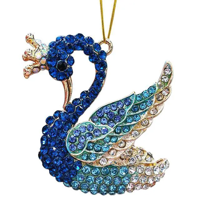 Main image of Blue Swan Christmas Ornaments 2026, Handmade Metallic Ornament with Rhinestone, Elegant Cute Ornament for Christmas Tree, Beautiful Ornaments for Kids, Girls,Women