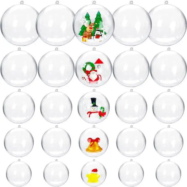 Main image of 25 Set 50PCS Clear Plastic Fillable Ornaments,Transparent DIY Craft Ball,Clear DIY Christmas Ornament 5 Different Sizes for Wedding,Party,Home Decor
