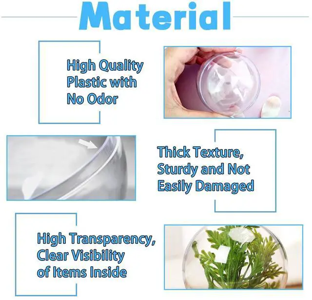 Alt view image 3 of 6 - 25 Set 50PCS Clear Plastic Fillable Ornaments,Transparent DIY Craft Ball,Clear DIY Christmas Ornament 5 Different Sizes for Wedding,Party,Home Decor