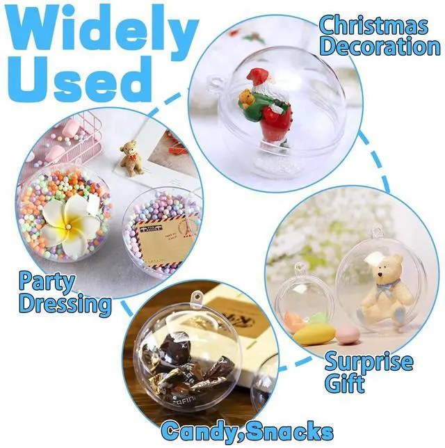 Alt view image 5 of 6 - 25 Set 50PCS Clear Plastic Fillable Ornaments,Transparent DIY Craft Ball,Clear DIY Christmas Ornament 5 Different Sizes for Wedding,Party,Home Decor