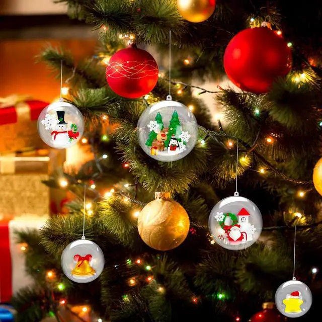 Alt view image 6 of 6 - 25 Set 50PCS Clear Plastic Fillable Ornaments,Transparent DIY Craft Ball,Clear DIY Christmas Ornament 5 Different Sizes for Wedding,Party,Home Decor