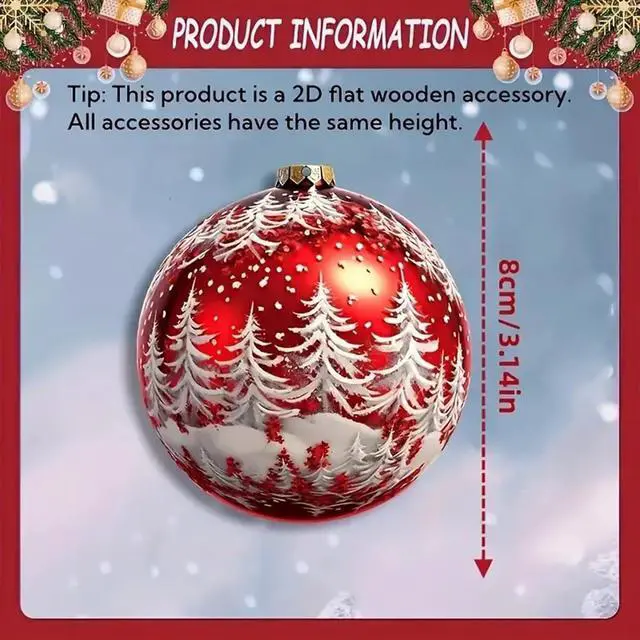 Alt view image 6 of 7 - 12Pcs Christmas Wooden Ornaments Red Gift Ball Tree Decorations Snowflake Xmas Trees Hanging Ornaments with Double Sided Printing Design Santa Decorations for Winter Holiday Party Home Supplies