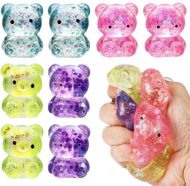 Main image of 8 Pack Bear Squishy Toys, Glitter Colorful Sensory Stress Balls for Anxiety Relief, Squishy Balls Fidget Toys for Kids Adult, Squeeze Balls Bulk, Party Favors Goodie Bags Stuffer for Boys Girls