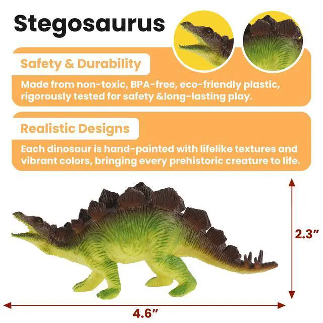 Alt view image 3 of 6 - Dinosaur Toys for Kids 3-5, 10 PCS Realistic Plastic Dinosaur Figure Toy Set Including T-Rex, Stegosaurus, Spinosaurus, Ideal Gift for Toddle