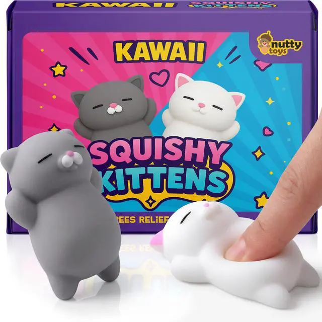 Main image of Squishy Cat Set - 2" Soft Silicone Kawaii Kitties, Top Stress Relief Toy 2026 Unique Gifts for Teens Kids Women Men Adults Best Teenage Girls Teen Boy Tween Christmas Stocking Stuffers Idea