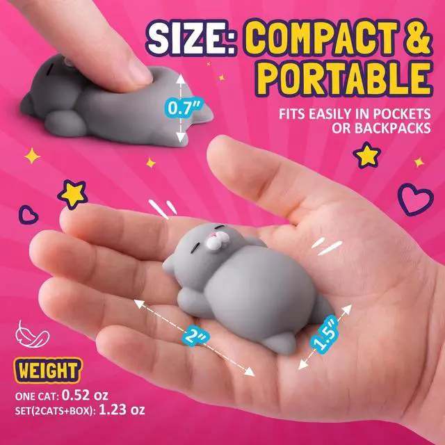 Alt view image 3 of 7 - Squishy Cat Set - 2" Soft Silicone Kawaii Kitties, Top Stress Relief Toy 2026 Unique Gifts for Teens Kids Women Men Adults Best Teenage Girls Teen Boy Tween Christmas Stocking Stuffers Idea