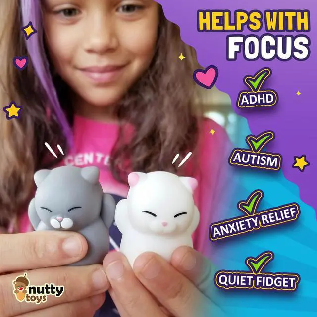 Alt view image 7 of 7 - Squishy Cat Set - 2" Soft Silicone Kawaii Kitties, Top Stress Relief Toy 2026 Unique Gifts for Teens Kids Women Men Adults Best Teenage Girls Teen Boy Tween Christmas Stocking Stuffers Idea
