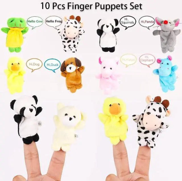 Alt view image 3 of 5 - 10Pcs Finger Puppets Set - Soft Plush Animals Finger Puppet Toys for Kids, Mini Plush Figures Toy Assortment for Boys & Girls, Party Favors for Shows, Playtime, Schools