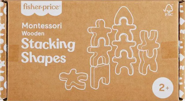 Alt view image 6 of 6 - Wood Montessori Stacking Shapes Learning Activity | 16 Wooden Pieces + Expert Play Tips, American Montessori Society Seal of Excellence, Kids Ages 2+ Years