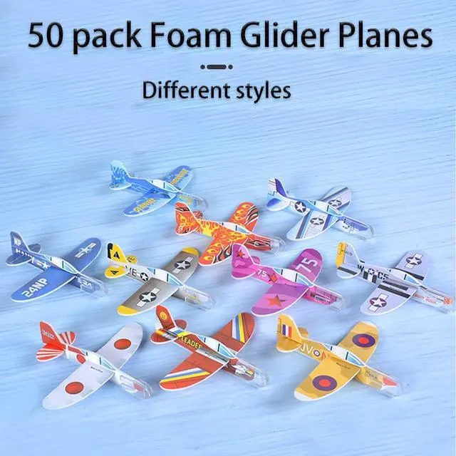 Alt view image 2 of 7 - 50 Pcs Foam Gliders Planes Toys for Kids, Paper Airplane, Party Favors Goodie Bag Stuffers, Outdoor Flying Toys, Bulk for Classroom Prizes Boys and Girls