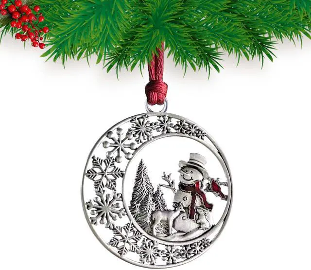 Main image of Christmas Ornaments 2026 Snowman Xmas Keepsake Metal Tree Hanging Craft