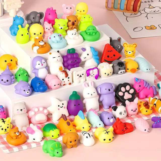 Alt view image 3 of 7 - 25 Pack Squishy Toys, Mochi Squishy Animals for Kids, Kawaii Slow Rising Squishies, Cute Sensory Fidget Toys for Kids, Party Favors, Treasure Box Prizes, Classroom Prizes in Storage Bucket
