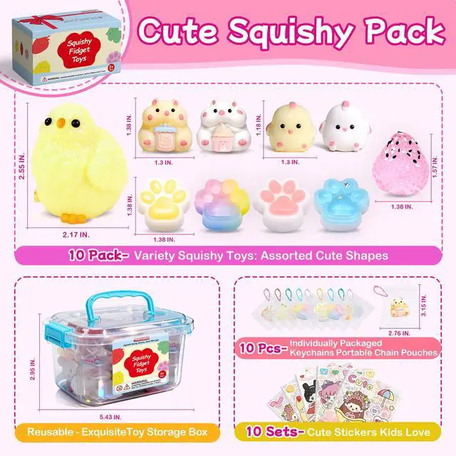 Alt view image 3 of 7 - 10 Pack Taba Squishy Toys kit with Toy Box-Squeeze Toys Squishy Fun Box | Kawaii Squishies Stress Relief Toys Party Favors for Kids , Squishy Fidget Toys for Kids , Birthday Gifts Toys for Girls 8-10