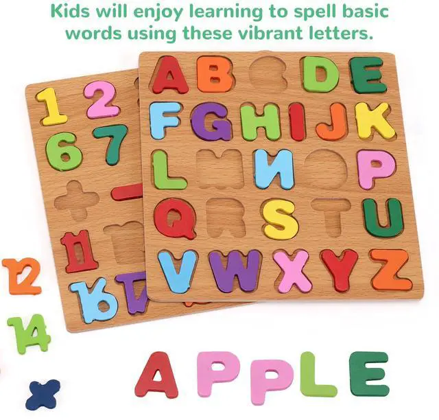 Alt view image 4 of 7 - Alphabet Wooden Puzzles for Toddlers 3-5, Pack of 3 ABC, Number and Shape Puzzle, Preschool Educational Learning Toys with Puzzle Board & Letter Blocks for Girls Boys Ages 3 4 5 Years Old