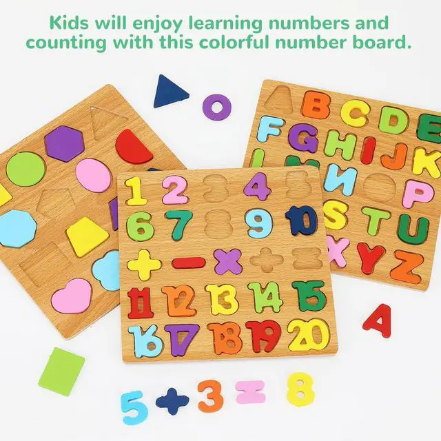 Alt view image 5 of 7 - Alphabet Wooden Puzzles for Toddlers 3-5, Pack of 3 ABC, Number and Shape Puzzle, Preschool Educational Learning Toys with Puzzle Board & Letter Blocks for Girls Boys Ages 3 4 5 Years Old
