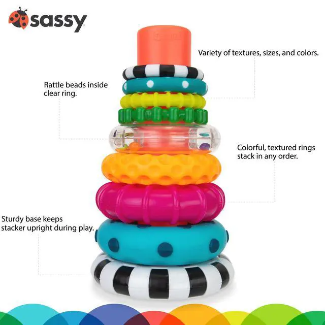 Alt view image 2 of 7 - Stacks of Circles Stacking Ring STEM Learning Toy, Age 6+ Months, Multi, 9 Piece Set