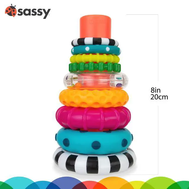 Alt view image 3 of 7 - Stacks of Circles Stacking Ring STEM Learning Toy, Age 6+ Months, Multi, 9 Piece Set