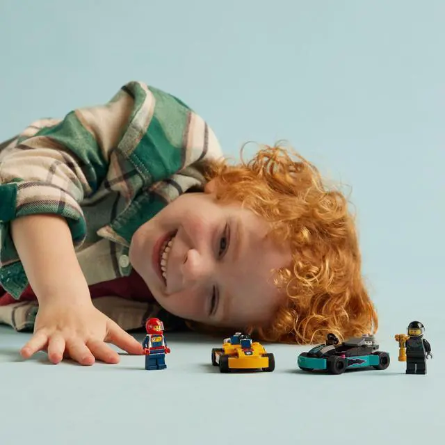 Alt view image 4 of 6 - City Go-Karts and Race Drivers Toy Playset, 2 Driver Minifigures, Racing Vehicle Car Toys, Fun Race Car Toy Gift for Kids Aged 5 and Up, 60400