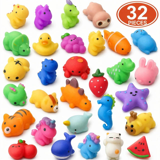 Alt view image 2 of 7 - Squishies, 32 Pack Mochi Squishy Toys - Kawaii Cat Squishys Slow Rising Animals - Party Favors, Goodie Bag, Birthday Gifts, Mini Squishies Stress Reliever Toy