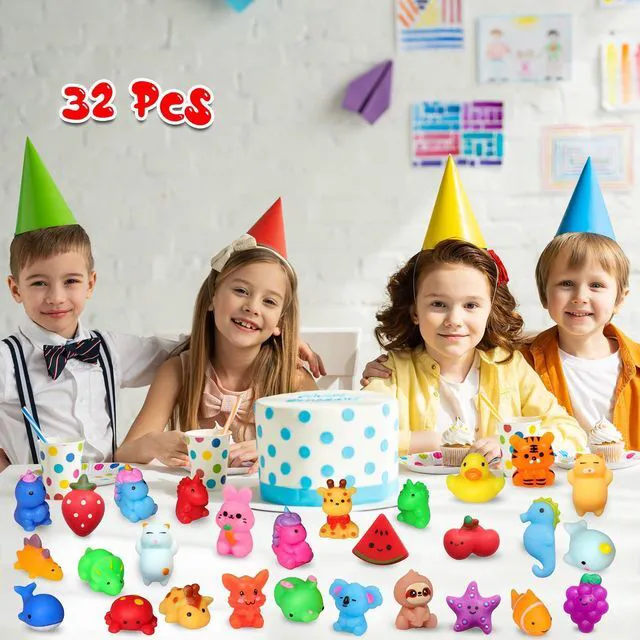 Alt view image 6 of 7 - Squishies, 32 Pack Mochi Squishy Toys - Kawaii Cat Squishys Slow Rising Animals - Party Favors, Goodie Bag, Birthday Gifts, Mini Squishies Stress Reliever Toy