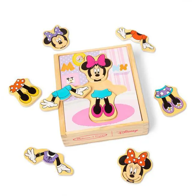 Main image of Disney Minnie Mouse Dress-Up Puzzle, 18 Pieces Mix and Match Outfits, Sorting & Matching Toy with Storage Case, Educational Puzzle for Toddlers Ages 3+