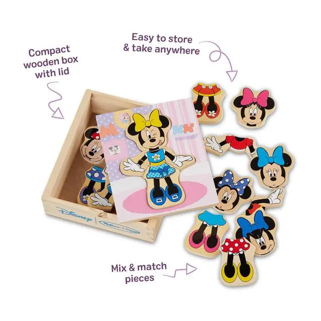 Alt view image 7 of 7 - Disney Minnie Mouse Dress-Up Puzzle, 18 Pieces Mix and Match Outfits, Sorting & Matching Toy with Storage Case, Educational Puzzle for Toddlers Ages 3+
