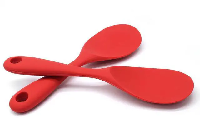 Main image of 2-Piece Silicone Heat-Resistant Rice Paddle Spoon, 8.8 Inch, Red | Food-Grade Silicone, BPA Free, Heat Resistant Up To 446°F, Hanging Hole For Storage, Effortless Serving, Easy To Clean