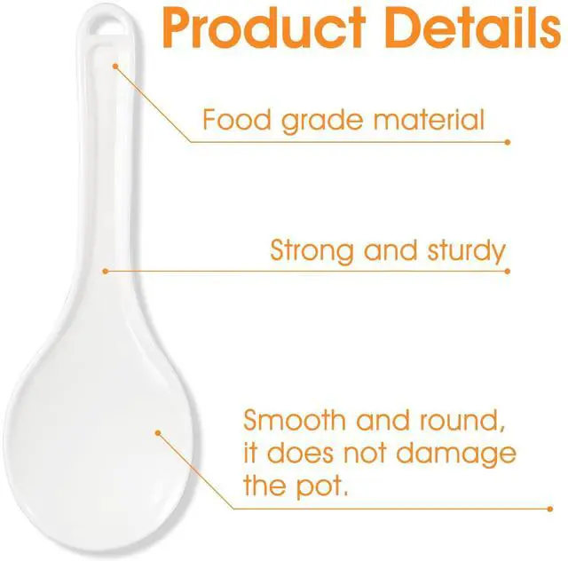 Alt view image 3 of 7 - 2PCS Plastic Rice Serving Spoon, Non-Stick Plastic Rice Spoon | White Rice Paddle Rice Cooker Spoon Rice Scoops for Kitchen 7.68 Inch Rice Serving Spoon Scratch-Free Cooking Utensil