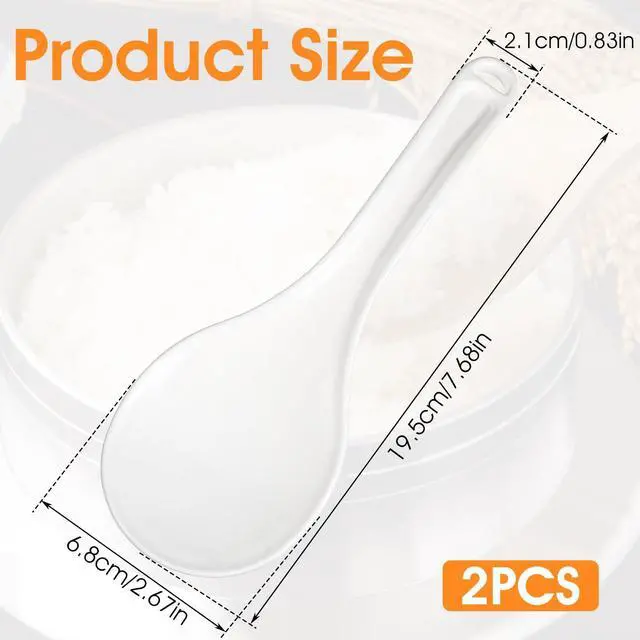 Alt view image 2 of 7 - 2PCS Plastic Rice Serving Spoon, Non-Stick Plastic Rice Spoon | White Rice Paddle Rice Cooker Spoon Rice Scoops for Kitchen 7.68 Inch Rice Serving Spoon Scratch-Free Cooking Utensil
