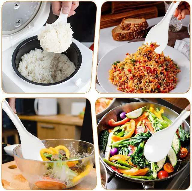 Alt view image 7 of 7 - 2PCS Plastic Rice Serving Spoon, Non-Stick Plastic Rice Spoon | White Rice Paddle Rice Cooker Spoon Rice Scoops for Kitchen 7.68 Inch Rice Serving Spoon Scratch-Free Cooking Utensil