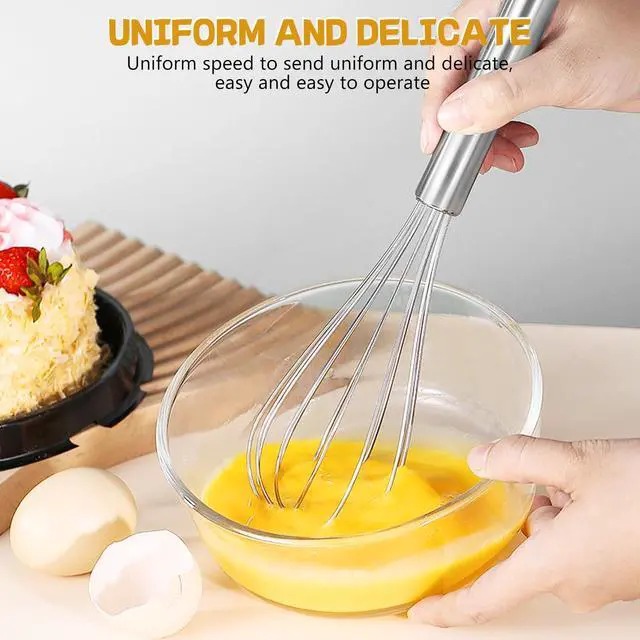 Alt view image 5 of 7 - Stainless Steel Whisk Set 8" + 10" Semi-Automatic Rotary | Food-grade Stainless Steel,Dishwasher Safe,Multiple Sizes,Easy to Clean and Store,Perfect for Cooking,Whisking and Blending