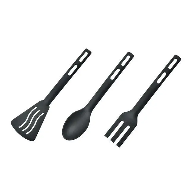 Alt view image 2 of 7 - Kitchen Cooking Tools 3Pcs Mini Nylon Kitchen Utensils Set Slotted Turner Solid Spoon Fork Dinner Tools (black)