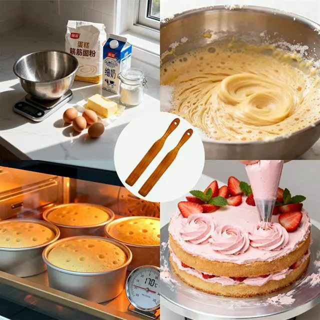 Alt view image 4 of 6 - 2 Pack Wooden Spurtle Spatula for Sourdough Starter Mixing, Long Handle Jar Scraper for Reaching Bottom, Dough Whisk and Stirring Utensil, Kitchen Tools for Baking, Cooking (2 Pack Wooden Spurtle)