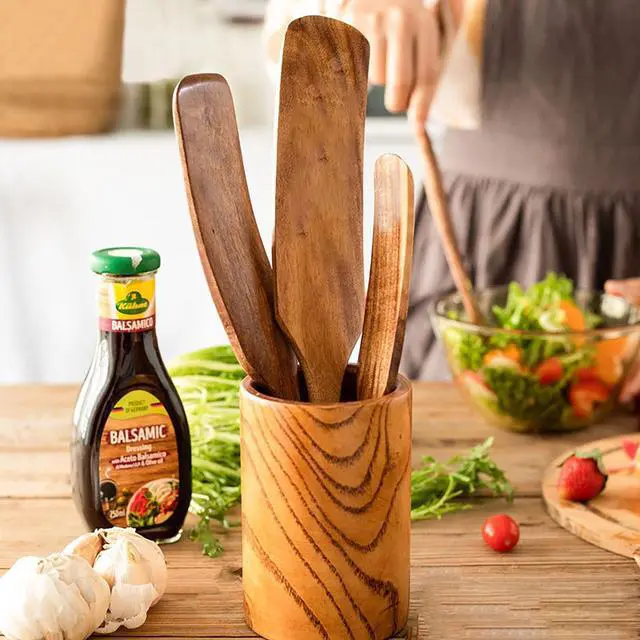 Alt view image 6 of 6 - 2 Pack Wooden Spurtle Spatula for Sourdough Starter Mixing, Long Handle Jar Scraper for Reaching Bottom, Dough Whisk and Stirring Utensil, Kitchen Tools for Baking, Cooking (2 Pack Wooden Spurtle)